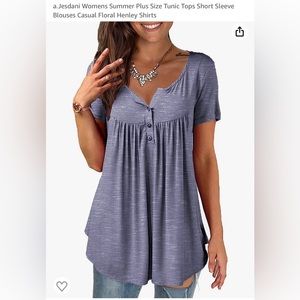 NWOT - a.Jesdani Womens Summer Tunic Top Short Sleeve Blouses Casual